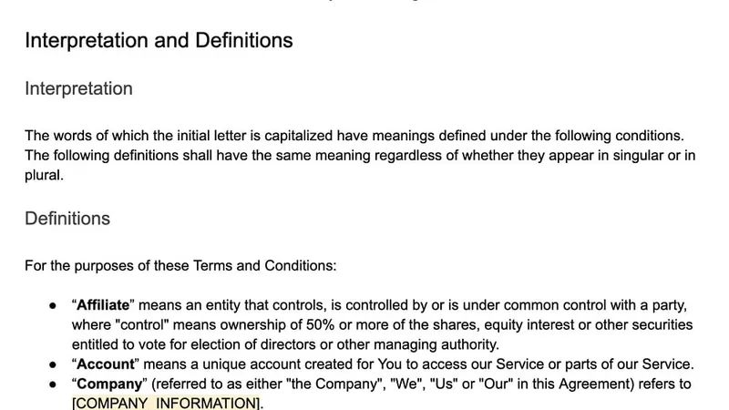 terms and conditions